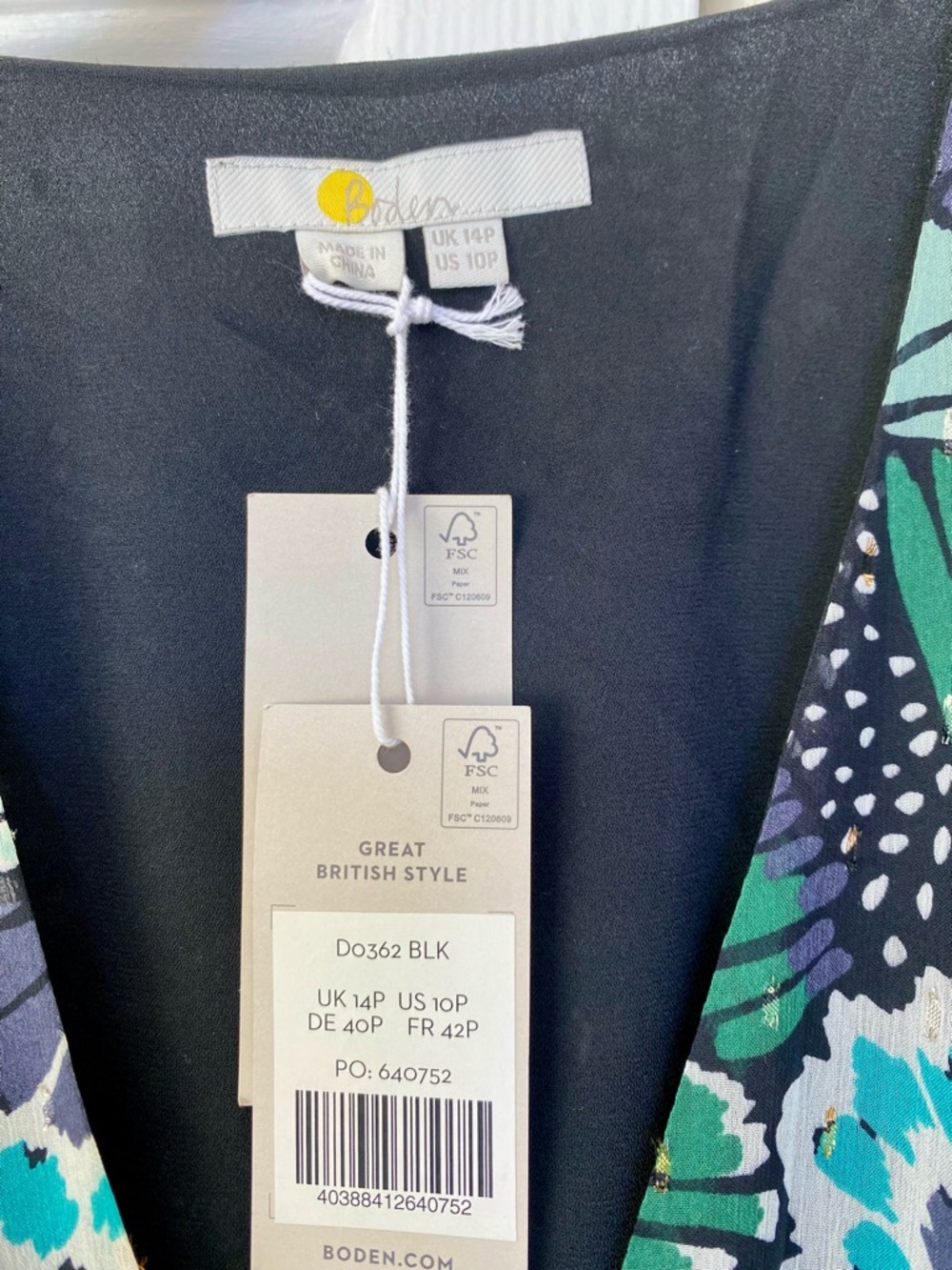 NWT Boden Green and Blue Butterfly / Floral Print Maxi Dress - Picture 2 of 9